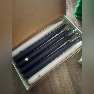 PARTYLITE Set of Black and White Colonial Taper Candles NEW IN BOX Set of 6